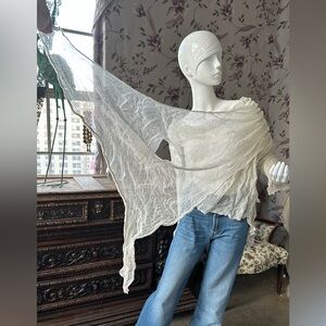 Unique assymetrical design wrap around Top Cardigan Blouse Gauze fabric 4/6 sz
